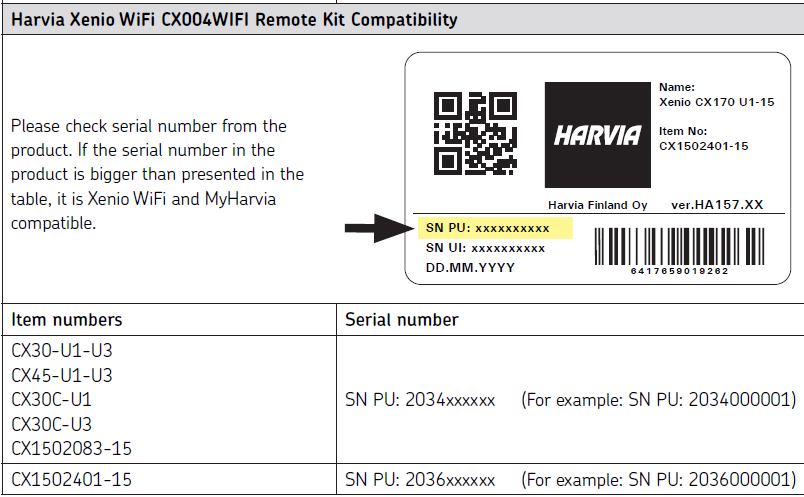 Harvia Xenio Wifi Compatibility