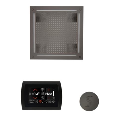 ThermaSol Wellness Steam Package - HydroVive 18 Rainhead + SignaTouch Control (Wall Mount) + Steam Head Kit (Square) WHSTPSR-BN Black Nickel
