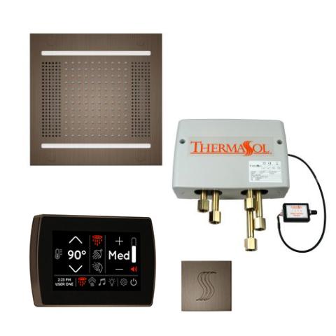 ThermaSol Total Wellness Package - HydroVive 14 Rainhead + SignaTouch Control (Wall Mount) + Digital Shower Valve + Steam Head Kit (Square) TWPH14SR-AN Antique Nickel