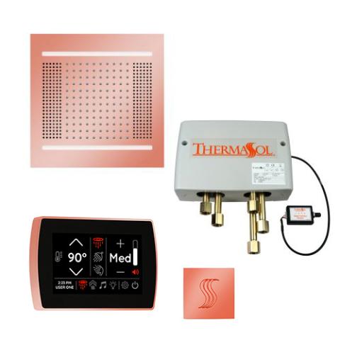 ThermaSol Total Wellness Package - HydroVive 14 Rainhead + SignaTouch Control (Wall Mount) + Digital Shower Valve + Steam Head Kit (Square) TWPH14SR-COP Copper