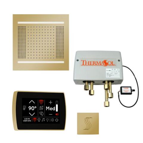 ThermaSol Total Wellness Package - HydroVive 14 Rainhead + SignaTouch Control (Wall Mount) + Digital Shower Valve + Steam Head Kit (Square) TWPH14SR-PB Polished Brass