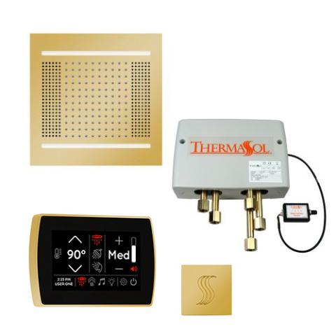 ThermaSol Total Wellness Package - HydroVive 14 Rainhead + SignaTouch Control (Wall Mount) + Digital Shower Valve + Steam Head Kit (Square) TWPH14SR-PG Polished Gold