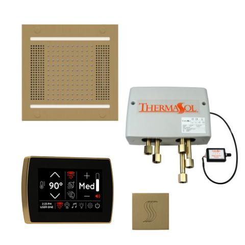 ThermaSol Total Wellness Package - HydroVive 14 Rainhead + SignaTouch Control (Wall Mount) + Digital Shower Valve + Steam Head Kit (Square) TWPH14SR-SB Satin Brass