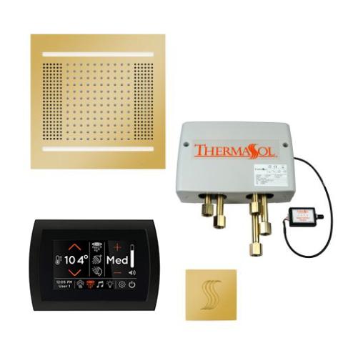 ThermaSol Total Wellness Package - HydroVive 14 Rainhead + SignaTouch Control (Recessed, Black Trim) + Digital Shower Valve + Steam Head Kit (Square) TWPH14SS-PG Polished Gold