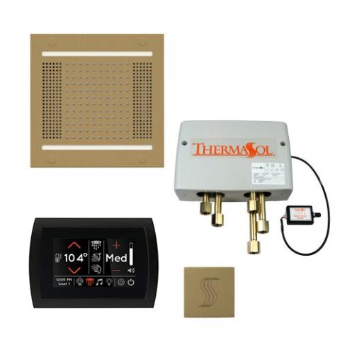 ThermaSol Total Wellness Package - HydroVive 14 Rainhead + SignaTouch Control (Recessed, Black Trim) + Digital Shower Valve + Steam Head Kit (Square) TWPH14SS-SB Satin Brass