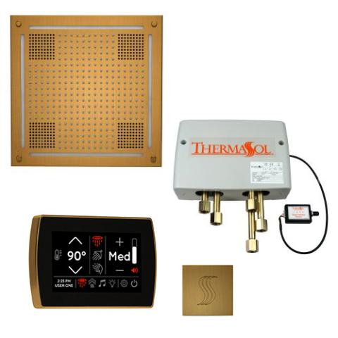 ThermaSol Total Wellness Package - HydroVive 18 Rainhead + SignaTouch Control (Wall Mount) + Digital Shower Valve + Steam Head Kit (Square) TWPHSR-AB Antique Brass