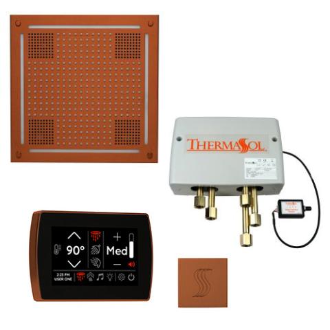 ThermaSol Total Wellness Package - HydroVive 18 Rainhead + SignaTouch Control (Wall Mount) + Digital Shower Valve + Steam Head Kit (Square) TWPHSR-ACOP Antique Copper