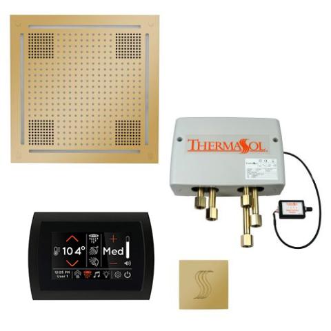 ThermaSol Total Wellness Package - HydroVive 18 Rainhead + SignaTouch Control (Recessed, Black Trim) + Digital Shower Valve + Steam Head Kit (Square) TWPHSS-PB Polished Brass