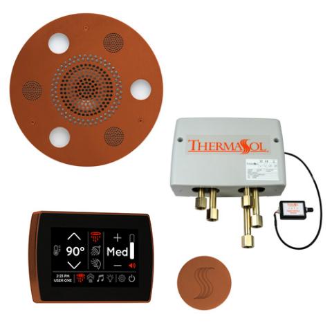 ThermaSol Total Wellness Package - Serenity Advanced Rainhead (Round) + SignaTouch Control (Wall Mount) + Digital Shower Valve + Steam Head Kit (Round) TWPSR-ACOP Antique Copper