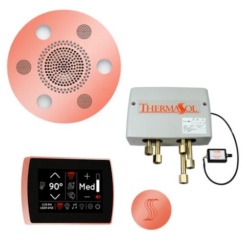ThermaSol Total Wellness Package - Serenity Advanced Rainhead (Round) + SignaTouch Control (Wall Mount) + Digital Shower Valve + Steam Head Kit (Round) TWPSR-COP Copper