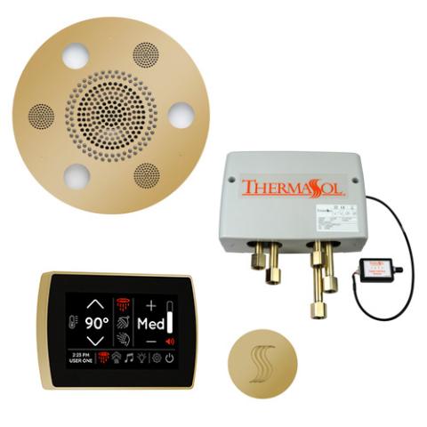 ThermaSol Total Wellness Package - Serenity Advanced Rainhead (Round) + SignaTouch Control (Wall Mount) + Digital Shower Valve + Steam Head Kit (Round) TWPSR-PB Polished Brass