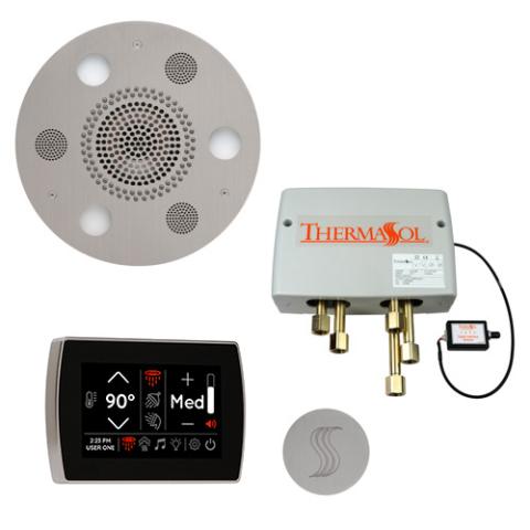 ThermaSol Total Wellness Package - Serenity Advanced Rainhead (Round) + SignaTouch Control (Wall Mount) + Digital Shower Valve + Steam Head Kit (Round) TWPSR-SC Satin Chrome