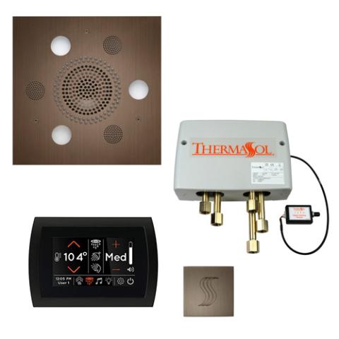 ThermaSol Total Wellness Package - Serenity Advanced Rainhead (Square) + SignaTouch Control (Recessed, Black Trim) + Digital Shower Valve + Steam Head Kit (Square) TWPSS-AN Antique Nickel