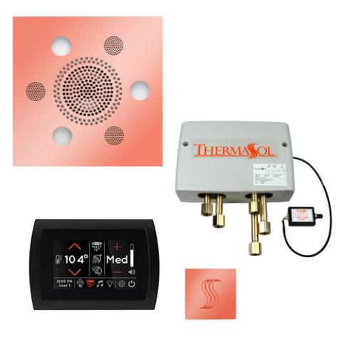 ThermaSol Total Wellness Package - Serenity Advanced Rainhead (Square) + SignaTouch Control (Recessed, Black Trim) + Digital Shower Valve + Steam Head Kit (Square) TWPSS-COP Copper