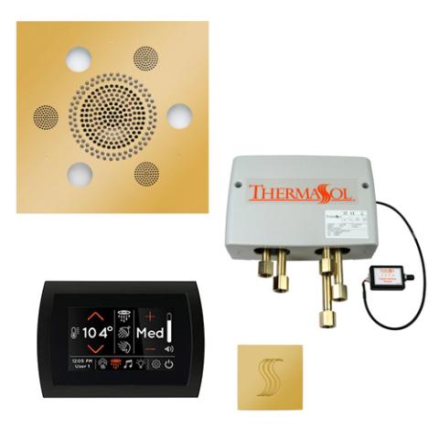 ThermaSol Total Wellness Package - Serenity Advanced Rainhead (Square) + SignaTouch Control (Recessed, Black Trim) + Digital Shower Valve + Steam Head Kit (Square) TWPSS-PG Polished Gold