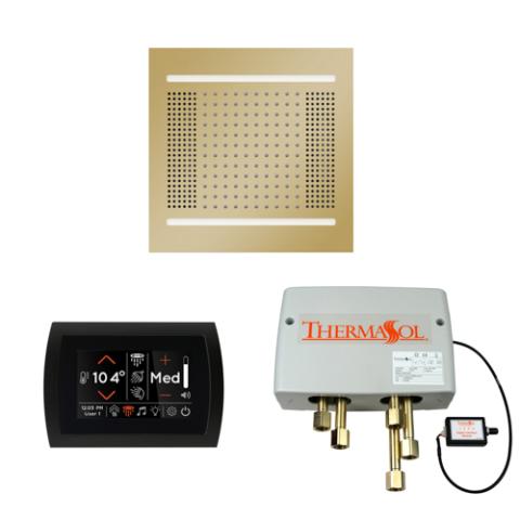 ThermaSol Wellness Shower Package - HydroVive 14 Rainhead + SignaTouch Control (Recessed, Black Trim) + Digital Shower Valve WH14SPSS-PB Polished Brass