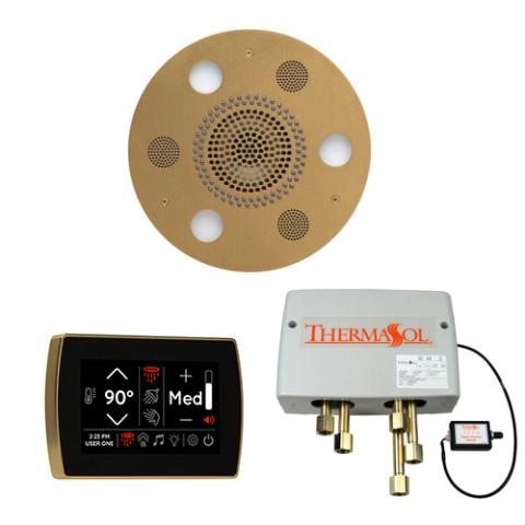 ThermaSol Wellness Shower Package - Serenity Advanced Rainhead (Round) + SignaTouch Control (Wall Mount) + Digital Shower Valve WSPSR-SB Satin Brass