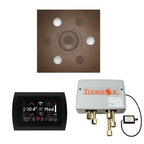ThermaSol Wellness Shower Package - Serenity Advanced Rainhead (Square) + SignaTouch Control (Recessed, Black Trim) + Digital Shower Valve WSPSS-AN Antique Nickel