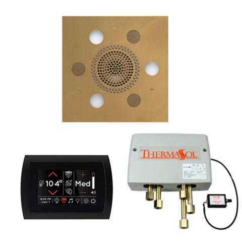 ThermaSol Wellness Shower Package - Serenity Advanced Rainhead (Square) + SignaTouch Control (Recessed, Black Trim) + Digital Shower Valve WSPSS-SB Satin Brass