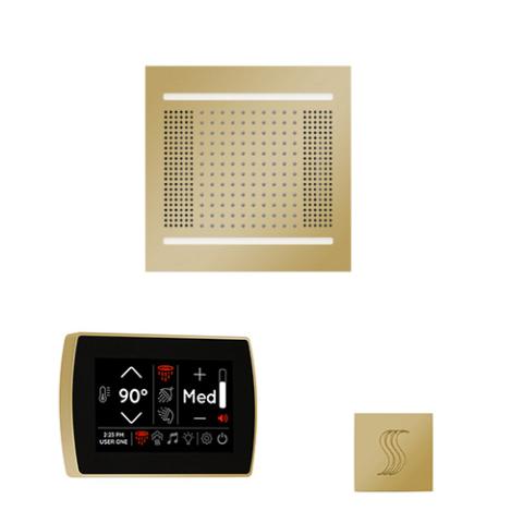 ThermaSol Wellness Steam Package - HydroVive 14 Rainhead + SignaTouch Control (Wall Mount) + Steam Head Kit (Square) WH14STPSR-PB Polished Brass