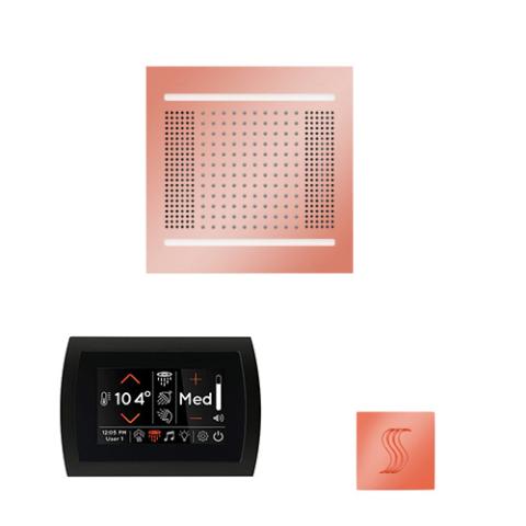 ThermaSol Wellness Steam Package - HydroVive 14 Rainhead + SignaTouch Control (Recessed, Black Trim) + Steam Head Kit (Square) WH14STPSS-COP Copper