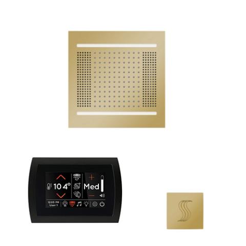 ThermaSol Wellness Steam Package - HydroVive 14 Rainhead + SignaTouch Control (Recessed, Black Trim) + Steam Head Kit (Square) WH14STPSS-PB Polished Brass