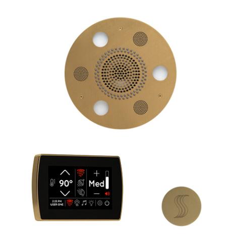 ThermaSol Wellness Steam Package - Serenity Advanced Rainhead (Round) + SignaTouch Control (Wall Mount) + Steam Head Kit (Round) WSTPSR-SB Satin Brass