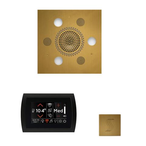 ThermaSol Wellness Steam Package - Serenity Advanced Rainhead (Square) + SignaTouch Control (Recessed, Black Trim) + Steam Head Kit (Square) WSTPSS-AB Antique Brass