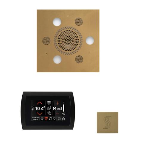ThermaSol Wellness Steam Package - Serenity Advanced Rainhead (Square) + SignaTouch Control (Recessed, Black Trim) + Steam Head Kit (Square) WSTPSS-SB Satin Brass