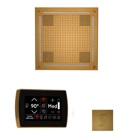 ThermaSol Wellness Steam Package - HydroVive 18 Rainhead + SignaTouch Control (Wall Mount) + Steam Head Kit (Square) WHSTPSR-AB Antique Brass