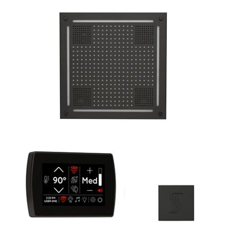 ThermaSol Wellness Steam Package - HydroVive 18 Rainhead + SignaTouch Control (Wall Mount) + Steam Head Kit (Square) WHSTPSR-MB Matte Black