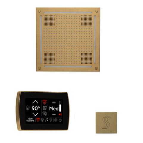 ThermaSol Wellness Steam Package - HydroVive 18 Rainhead + SignaTouch Control (Wall Mount) + Steam Head Kit (Square) WHSTPSR-SB Satin Brass