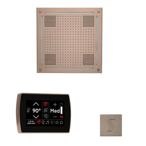 ThermaSol Wellness Steam Package - HydroVive 18 Rainhead + SignaTouch Control (Wall Mount) + Steam Head Kit (Square) WHSTPSR-SN Satin Nickel