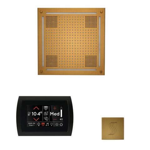 ThermaSol Wellness Steam Package - HydroVive 18 Rainhead + SignaTouch Control (Recessed, Black Trim) + Steam Head Kit (Square) WHSTPSS-AB Antique Brass