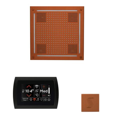 ThermaSol Wellness Steam Package - HydroVive 18 Rainhead + SignaTouch Control (Recessed, Black Trim) + Steam Head Kit (Square) WHSTPSS-ACOP Antique Copper
