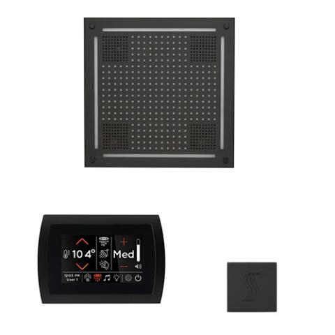 ThermaSol Wellness Steam Package - HydroVive 18 Rainhead + SignaTouch Control (Recessed, Black Trim) + Steam Head Kit (Square) WHSTPSS-MB Matte Black