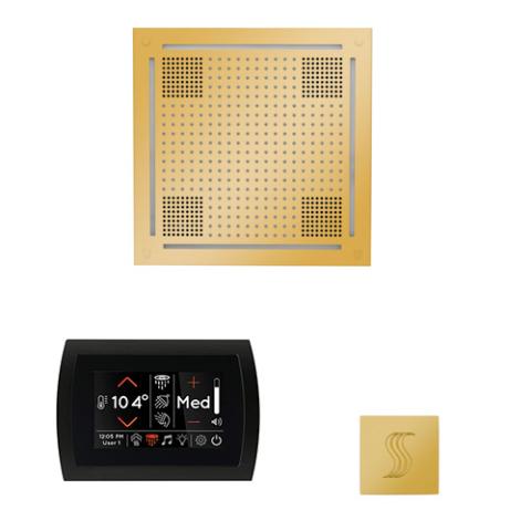 ThermaSol Wellness Steam Package - HydroVive 18 Rainhead + SignaTouch Control (Recessed, Black Trim) + Steam Head Kit (Square) WHSTPSS-PG Polished Gold