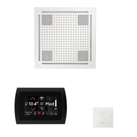 ThermaSol Wellness Steam Package - HydroVive 18 Rainhead + SignaTouch Control (Recessed, Black Trim) + Steam Head Kit (Square) WHSTPSS-WHT White