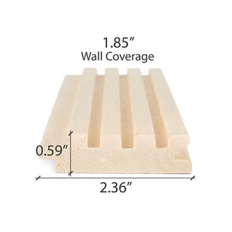 PROSAUNAS Sauna Wood, Aspen, 1x3 (15mmx60mm), Wall Cladding, Tongue & Groove, Fluted Slat
