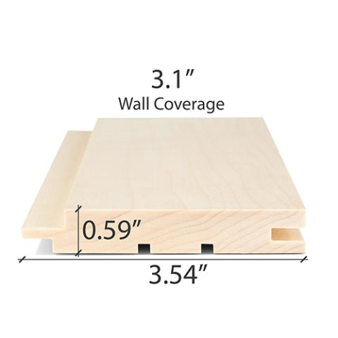 PROSAUNAS Sauna Wood, Aspen, 1x4 (15mm x 90mm), Wall Cladding, Tongue & Groove, STS4, Nickel-Gap